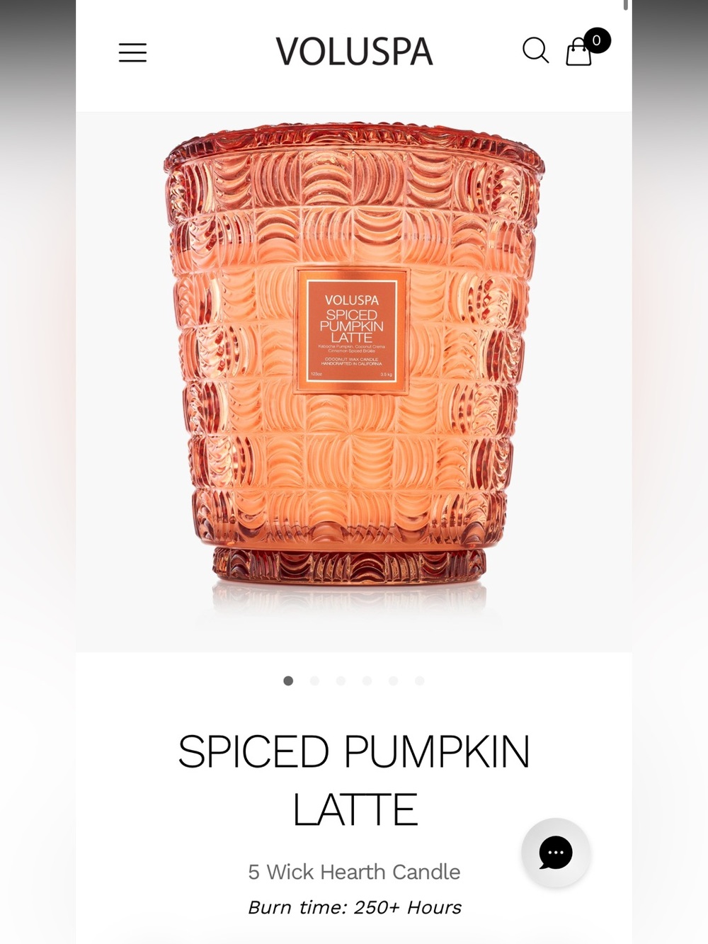 VOLUSPA Spiced Pumpkin Latte Decorative Candle 38oz!